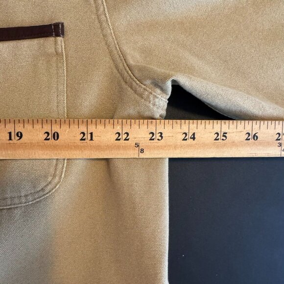 Vintage 90s Men's Khaki Canvas Sport Coat w/ Brown Elbow Patches, Size Large - Picture 8 of 9